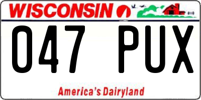 WI license plate 047PUX