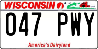 WI license plate 047PWY