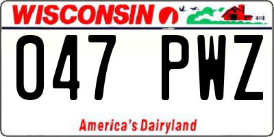 WI license plate 047PWZ