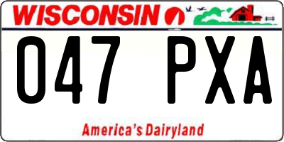 WI license plate 047PXA