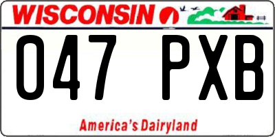 WI license plate 047PXB