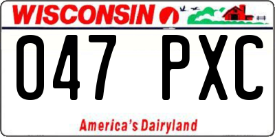 WI license plate 047PXC