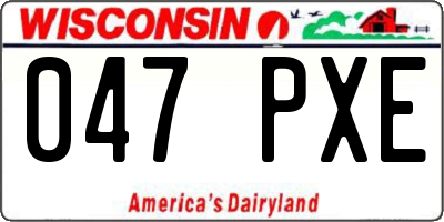 WI license plate 047PXE