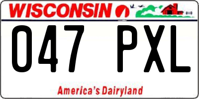 WI license plate 047PXL