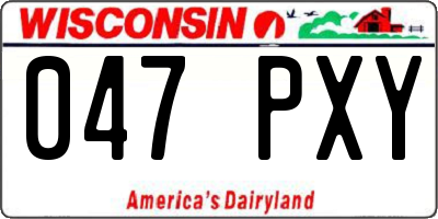 WI license plate 047PXY