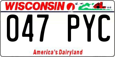 WI license plate 047PYC