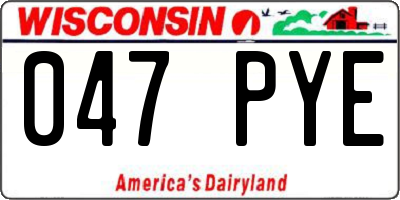 WI license plate 047PYE