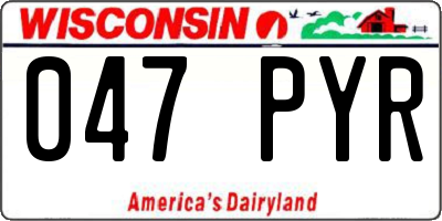WI license plate 047PYR