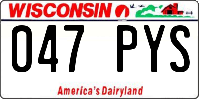 WI license plate 047PYS