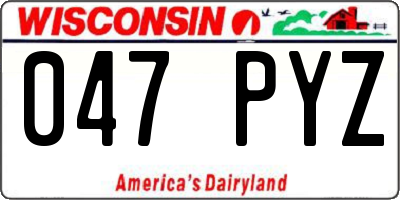 WI license plate 047PYZ