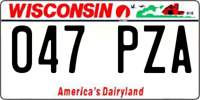 WI license plate 047PZA