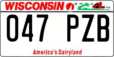 WI license plate 047PZB