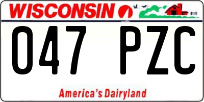 WI license plate 047PZC