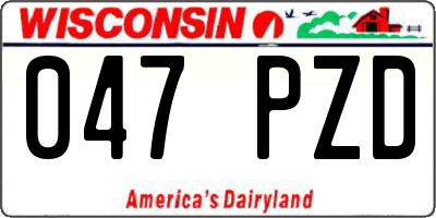WI license plate 047PZD