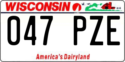 WI license plate 047PZE