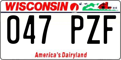 WI license plate 047PZF