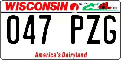 WI license plate 047PZG