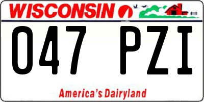 WI license plate 047PZI