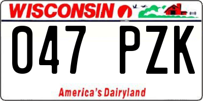 WI license plate 047PZK