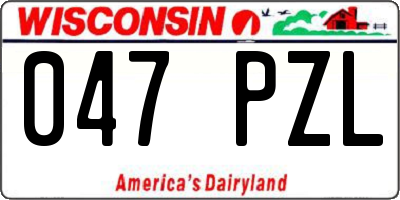 WI license plate 047PZL