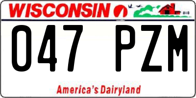 WI license plate 047PZM