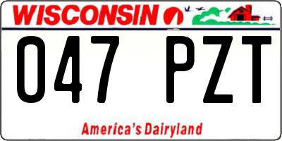 WI license plate 047PZT