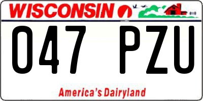 WI license plate 047PZU