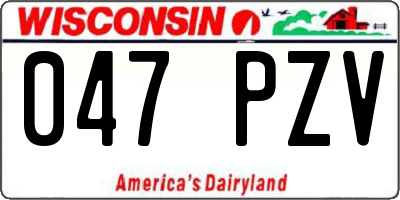 WI license plate 047PZV
