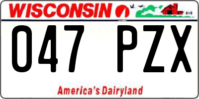 WI license plate 047PZX