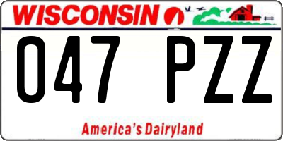 WI license plate 047PZZ