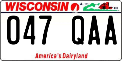 WI license plate 047QAA