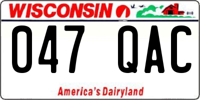WI license plate 047QAC