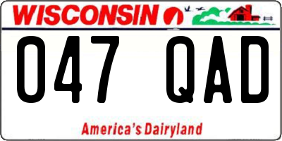 WI license plate 047QAD