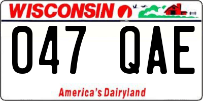 WI license plate 047QAE