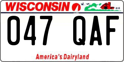 WI license plate 047QAF