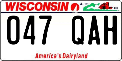 WI license plate 047QAH