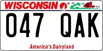 WI license plate 047QAK