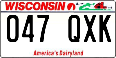 WI license plate 047QXK