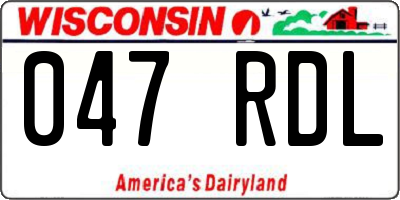 WI license plate 047RDL