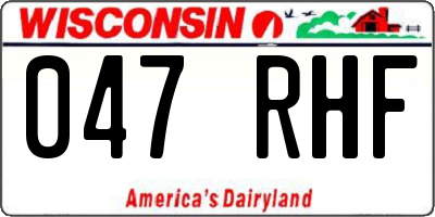 WI license plate 047RHF