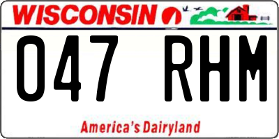 WI license plate 047RHM