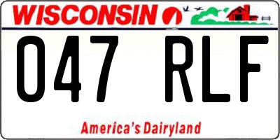 WI license plate 047RLF