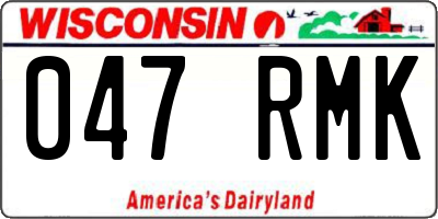 WI license plate 047RMK