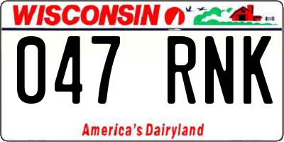 WI license plate 047RNK