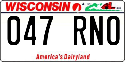 WI license plate 047RNO