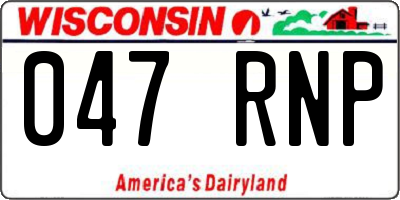 WI license plate 047RNP