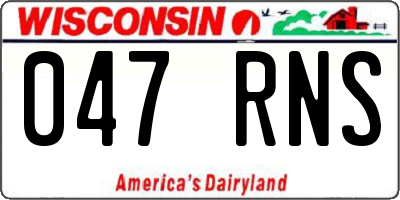 WI license plate 047RNS