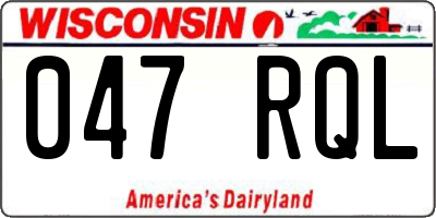 WI license plate 047RQL
