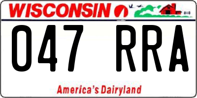 WI license plate 047RRA