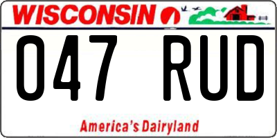 WI license plate 047RUD